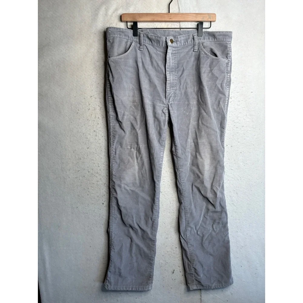 Vintage Rustler Mens Corduroy Pants Gray Regular Fit 89661SM USA Made 38x32